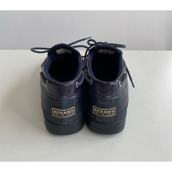 SPERRY TOP-SIDER Navy Blue Rubber Duck Shoe Low Boot Waterproof Lined Size 8.5 - Picture 3 of 6